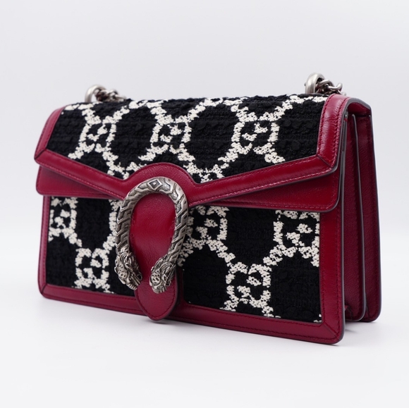 ❌️❌️SOLD❌️❌️AU16❤️ GUCCI Tweed GG Monogram Dionysus Shoulder Bag Black - Picture 4 of 15